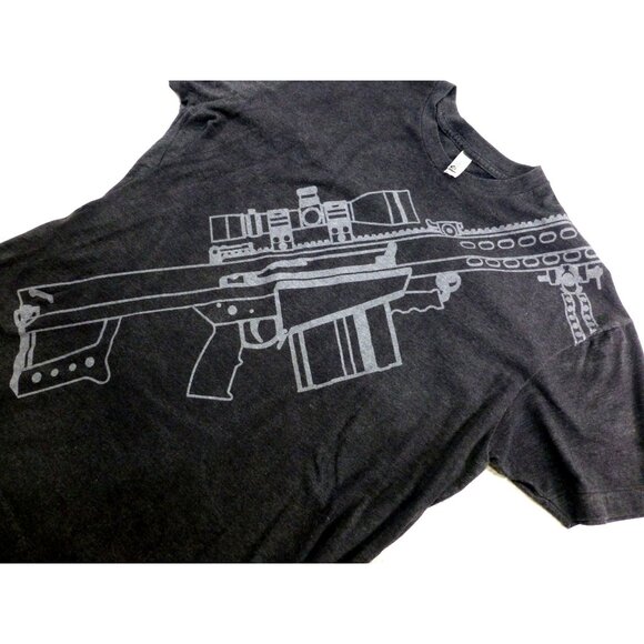Graphic Rifle Design Charcoal Gray Soft T-Shirt By Barrett Firearms - Picture 3 of 8